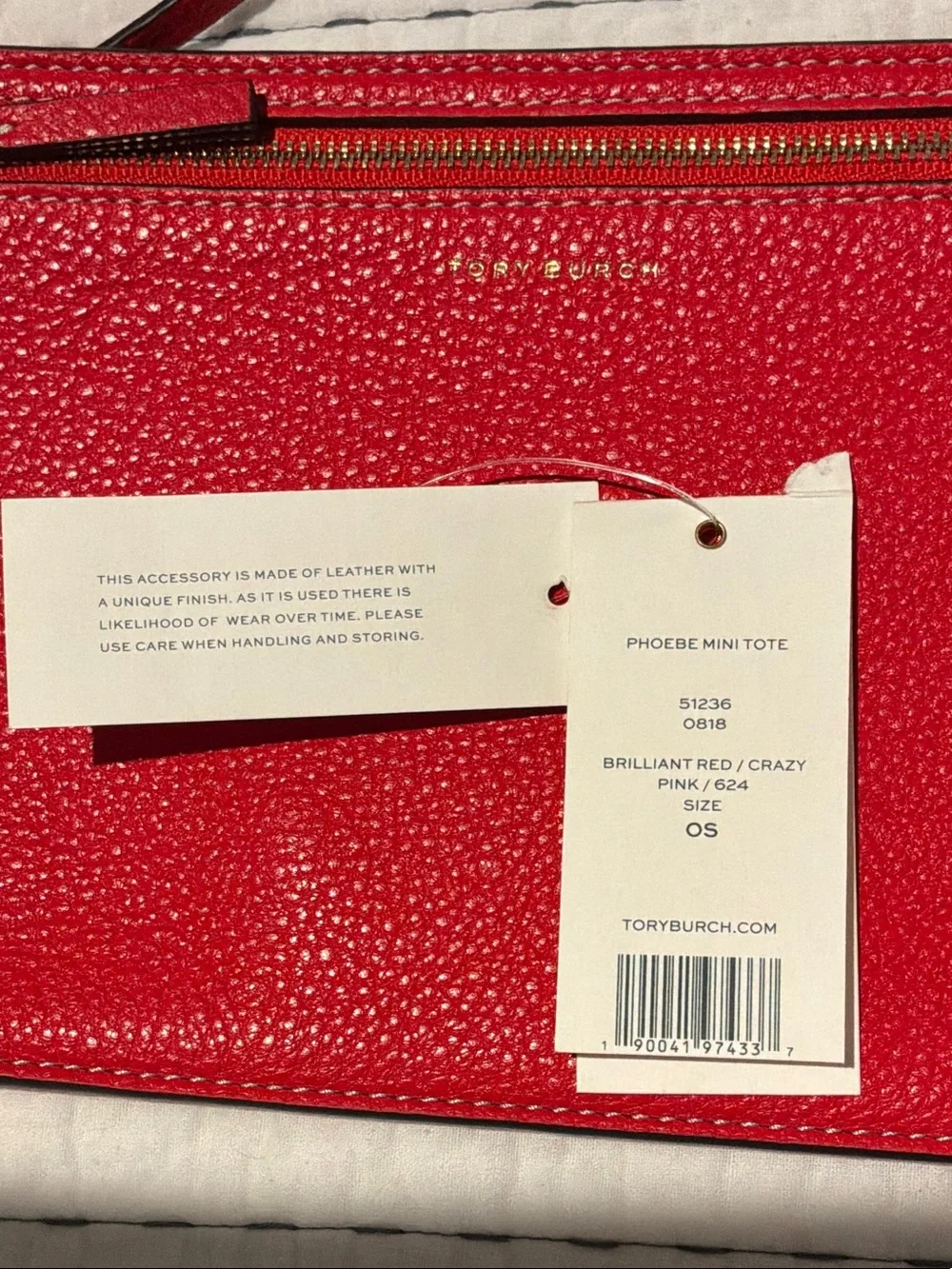 Tory Burch Pink and Red Colorblock Leather Tote